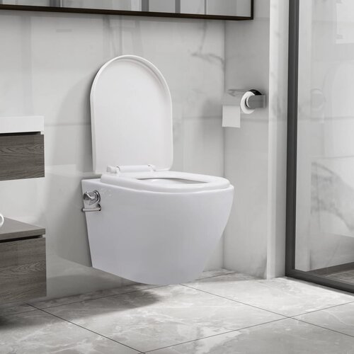 The Living Store Viseča WC školjka brez roba z bide funkcijo keramična bela - Viseča WC Školjka, (21751310) Cene