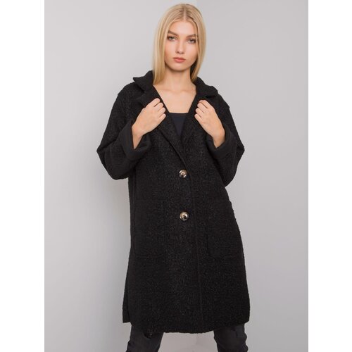 Fashion Hunters OH BELLA Black bouclé coat Cene