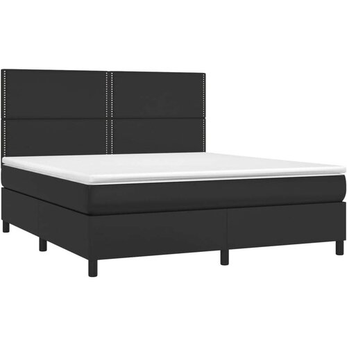  Krevet box spring s madracem LED crni 180x200cm od umjetne kože Slike