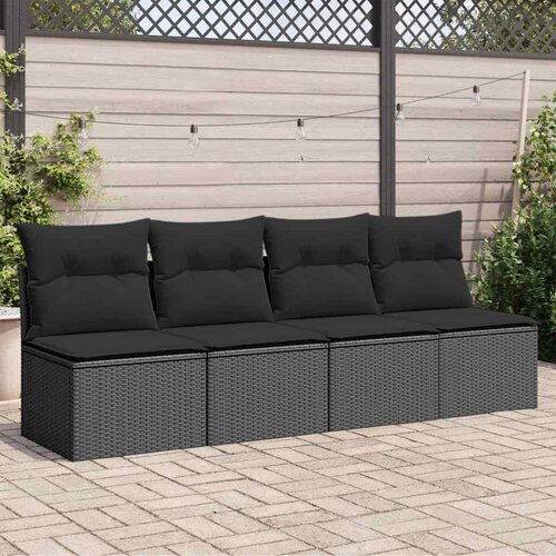  4-dijelni set vrtnih sofa od poliratana s jastucima crni Cijene