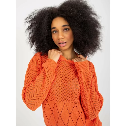 Fashion Hunters Orange women's summer sweater with hood