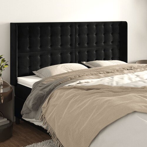  Uzglavlje s ušima crno 183x16x118/128 cm baršunasto Cene
