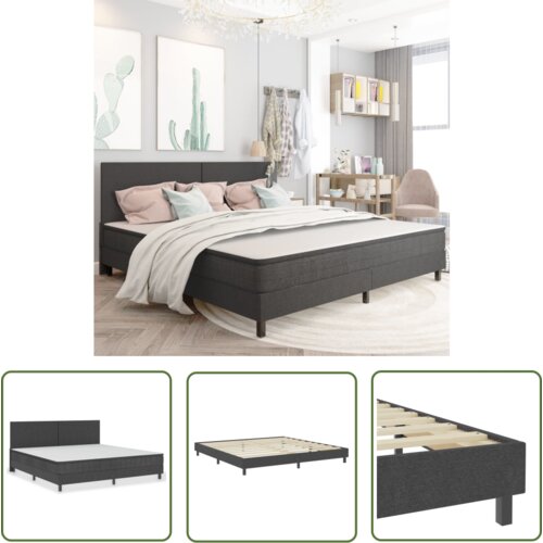 The Living Store Boxspring postelja temno siva iz blaga 200x200 cm - Boxspring Postelja, (21737276) Cene