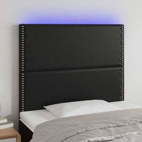 vidaXL LED posteljno vzglavje črno 90x5x118/128 cm umetno usnje Cene