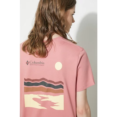 Columbia Bombažna kratka majica Boundless Beauty ženska, roza barva, 2036581