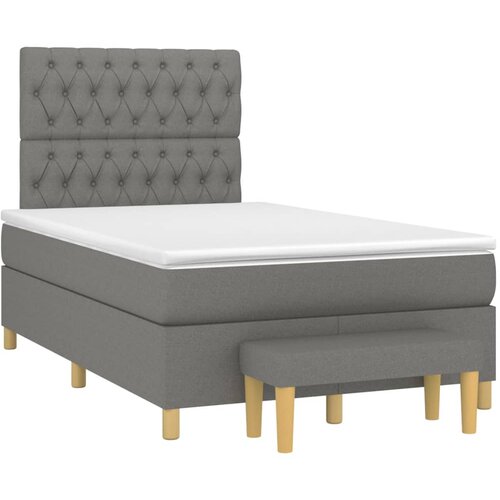 VidaXL Box spring postelja z vzmetnico temno siva 120x190 cm blago Slike