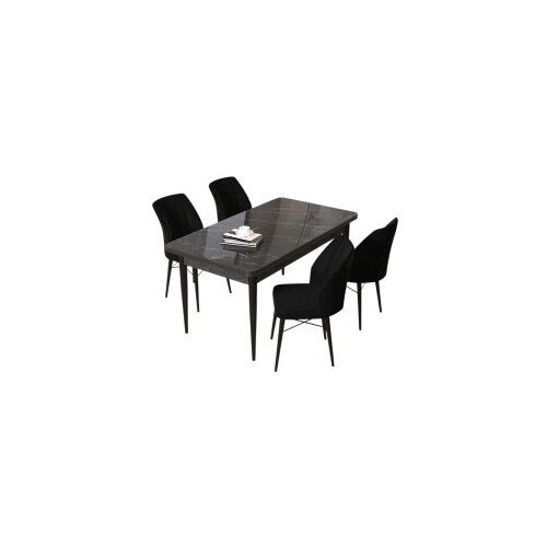 Hanah home set trpezarijski sto i 4 stolice arp black marble black Cene