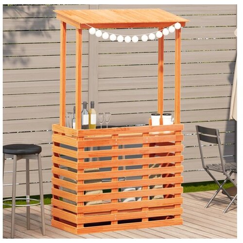 vidaXL Zunanja barska miza s streho rjava 112,5x57x195,5 cm trden les Cene