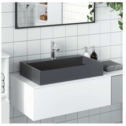 VidaXL Umivaonik od lijevanih minerala/mramora 60x38x11 cm antracit Slike