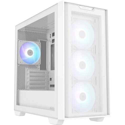 Asus A21 PLUS microATX računalni&amp;scaron;ko ohi&amp;scaron;je, kaljeno steklo, &amp;scaron;tirje 120mm ARGB ventilatorji, podpora za BTF osnovne plo&amp;scaron;če, belo - 90DC00H3-B19010 Slike