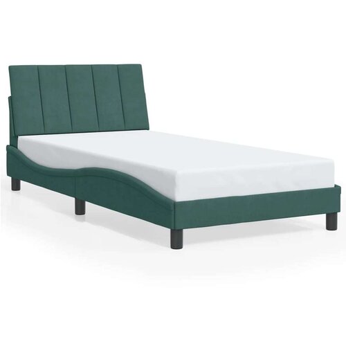  Posteljni okvir z LED lučkami temno zelen 100x200 cm žamet Slike