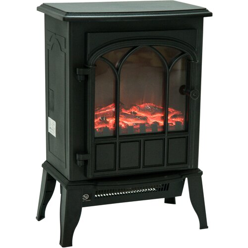 HOMCOM Talni električni kamin moči 1000 W / 2000 W z nastavljivim učinkom plamena in svetlostjo železa in stekla 39 × 23 × 56,5 cm, (20747232) Cene