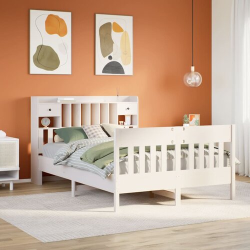 vidaXL Posteljni okvir brez vzmetnice bel 160x200 cm trdna borovina Cene