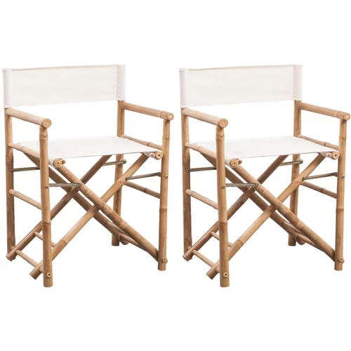 vidaXL Zložljivi režiserski stoli 2 kosa bambus in platno