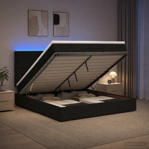  Krevet od pjene s madracem i LED-om Crna 180 x 200 cm Tkanina Cene