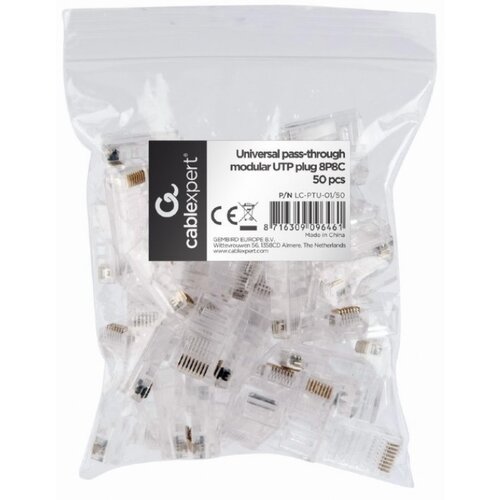 Gembird LC-PTU-01/50 univerzalni pass-through modul utp plug RJ45 8P8C, 50 u pak /cena po pakovanju Slike