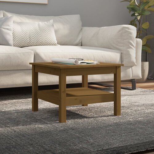 The Living Store Klubska mizica medeno rjava 55x55x40 cm trdna borovina - Klubska Mizica, (21421379) Slike