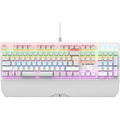  Tastatura gaming RAMPAGE KB-R86 UMBRA White USB Rainbow Illuminated Blue Switch US Layout English Mechanical... Slike