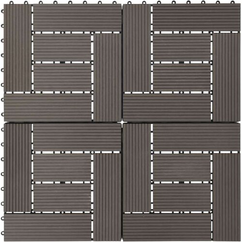  Pločice za trijem 11 kom WPC 30 x 30 cm 1 m&amp;sup2; tamnosmeđe Slike