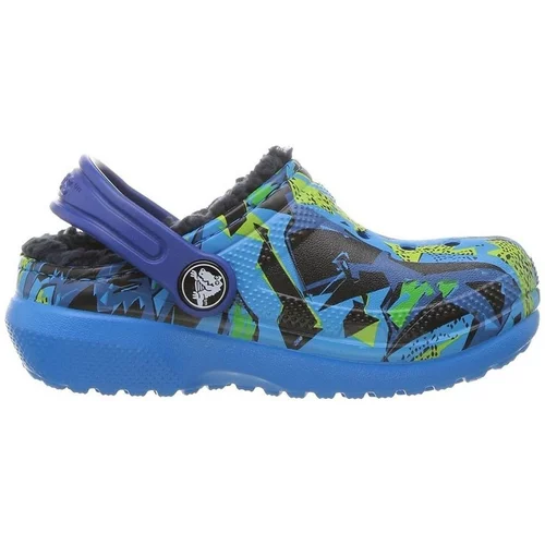 Crocs Sandali & Odprti čevlji KID'S CLASSIC FUZZ LINED GRAPHIC CLOG Modra