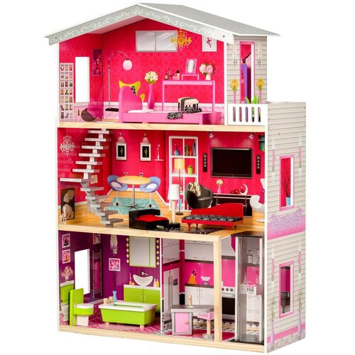 ECO TOYS Velika drvena kućica za lutke s liftom - Malibu residence Slike