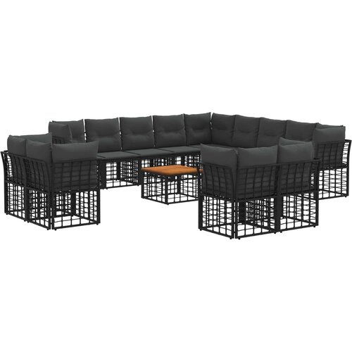  Set vanjskih sofa 14 kom. Crna i tamno siva Poliester Slike