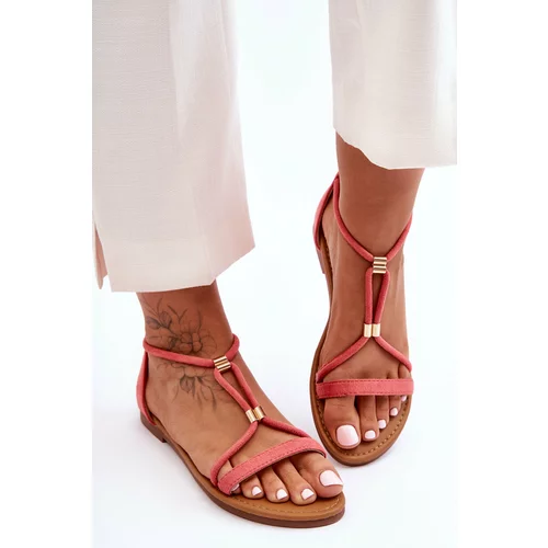 Kesi Women's Flat Zippered Sandals Coral Jullie