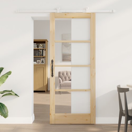 VidaXL Drsna vrata z setom opreme &amp;#039;ORKDAL&amp;#039;Trden les in steklo, Notranja vrata z steklom &amp;#039;ORKDAL&amp;#039;83x202x4 cm Trden les bor Slike