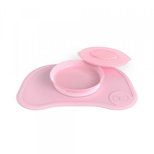 Twistshake PODLOGA SILIKONSKA+TANJIR 6 PASTEL PINK Slike