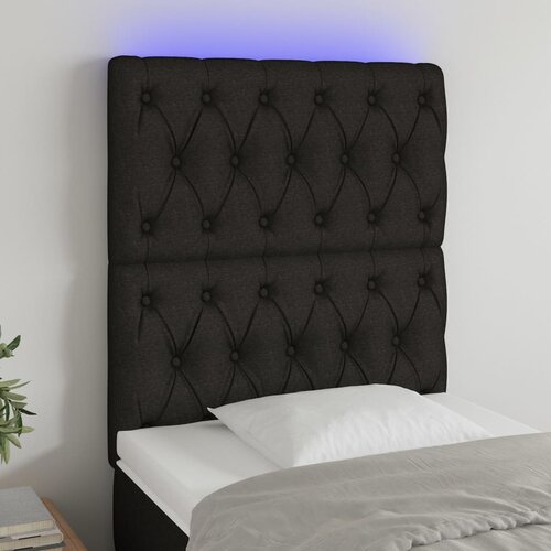 The Living Store led posteljno vzglavje črno 80x7x118/128 cm blago - led vzglavje, (21418367) Slike
