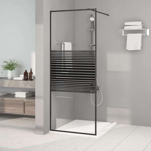 vidaXL Pregrada za tuš crna 80 x 195 cm s prozirnim staklom ESG Cene