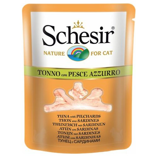 Schesir hrana u kecici za mačke brodet - tunjevina i sardina 70gr Slike