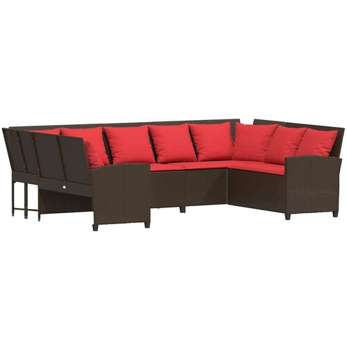 Maison Chic Vrtni kavč - Zunanji kavč z blazinami rjav poli ratan, (22043743) Cene