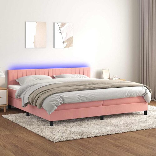  box spring s madracem LED ružičasti 200x200cm bar&scaron;unasti Cijene