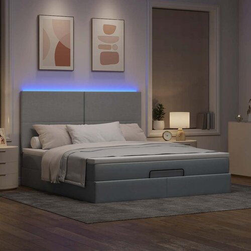 VidaXL Okvir kreveta s madraca svijetlosivi 160x200cm od tkanine Slike