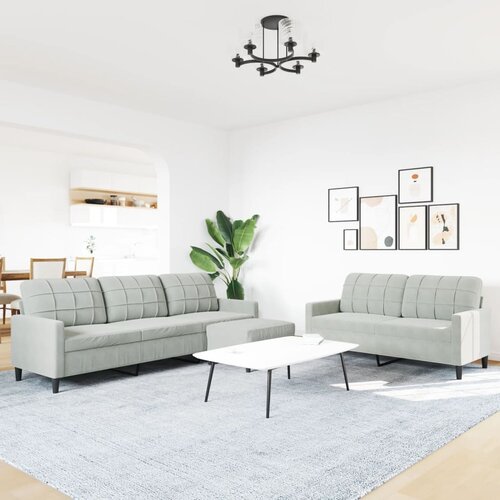  3-dijelni set sofa s jastucima svjetlosivi bar&amp;scaron;unasti Slike