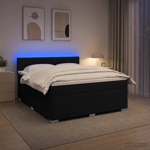  Boxspring krevet s madracem Crna 180 x 200 cm Tkanina Cijene