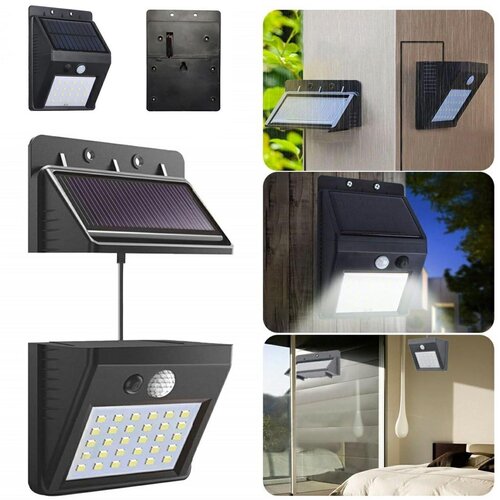  30 led smd solarna zidna svjetiljka sa pir senzorom kretanja, dvodijelna Cene