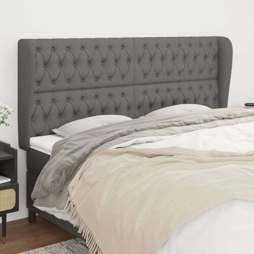  Vzglavje z u&amp;scaron;esi temno sivo 183x23x118/128 cm blago, (20793695) Slike