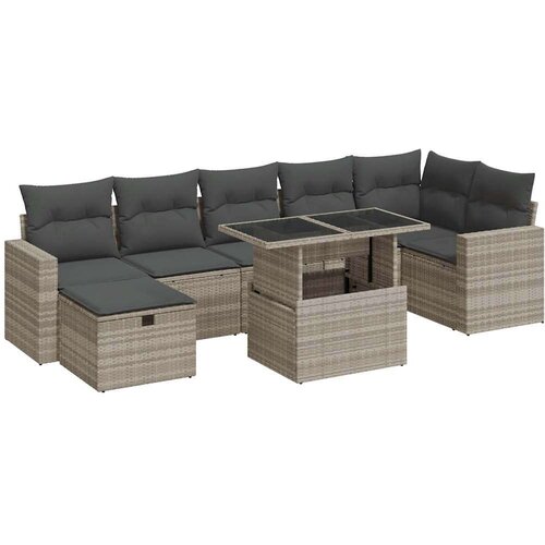  8-dijelni set vrtnih sofa od poliratana s jastucima svjetlosivi Slike