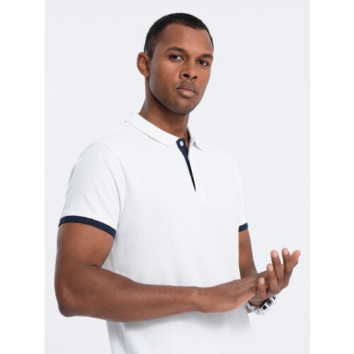 Ombre Men&amp;#039;s cotton polo shirt - white Slike
