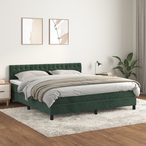  The Living Store Box spring postelja z vzmetnico temno zelena 180x200 cm žamet - Box Spring Postelja, (21490241) Slike