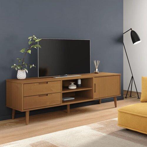 VidaXL TV ormarić MOLDE smeđi 158 x 40 x 49 cm od masivne borovine Slike