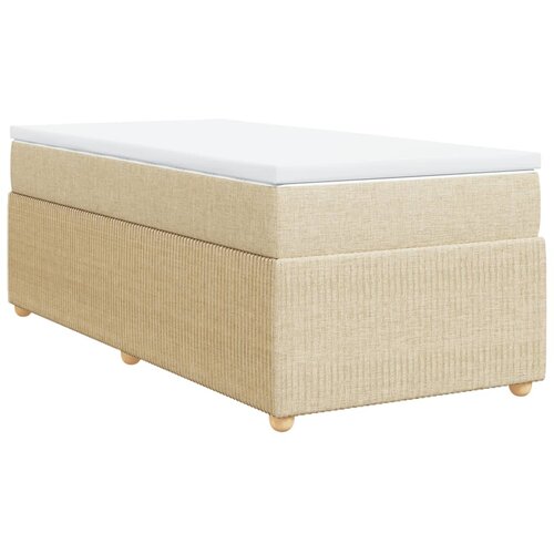 vidaXL Box spring postelja z vzmetnico krem 90x200 cm blago, (21291623) Cene