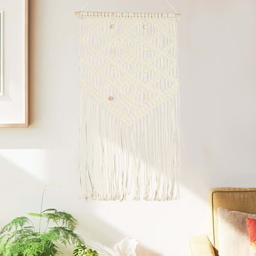  Zidna vje&scaron;alica s makrameom 40 x 80 cm pamučna Cijene