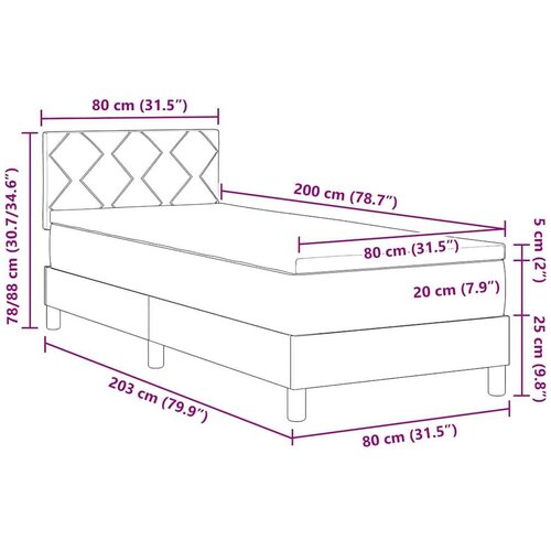  Kutija s oprugom s madracem &amp;amp;amp LED Tamnosmeđa 80x200 cm Tkanina Slike