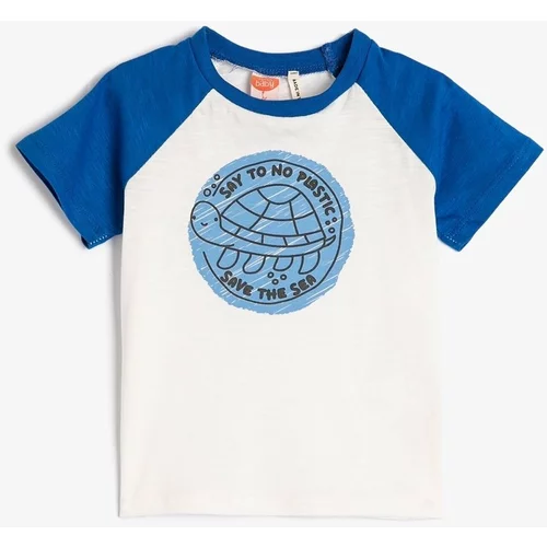 Koton T-Shirt Turtle Printed Short Sleeve Crew Neck Cotton