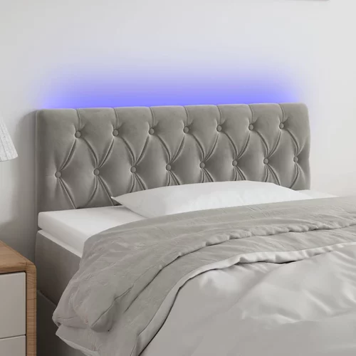 vidaXL LED posteljno vzglavje svetlo sivo 90x7x78/88 cm žamet
