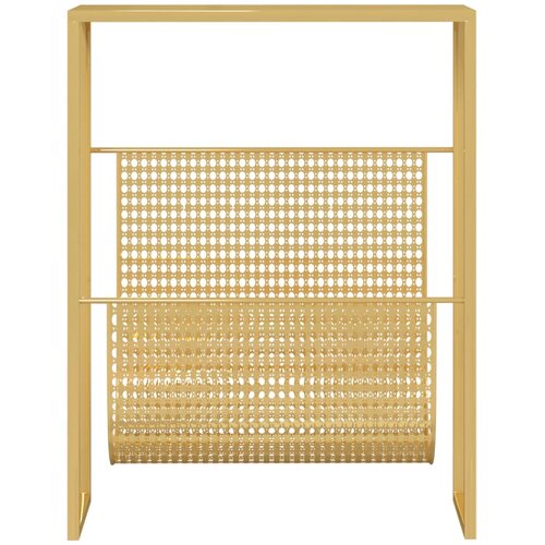  Stalak za časopise zlatni 35 x 15 x 45 cm čelični Slike