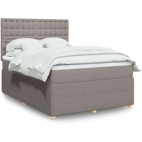 VidaXL Krevet s oprugama i madracem smeđesivi 140 x 190 cm od tkanine Slike